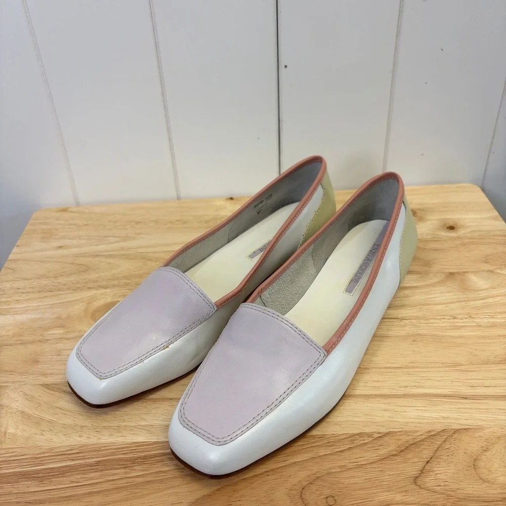 Enzo Angiolini Liberty Quiet Luxury Leather Loafer Women Size 9.5M Pastel Preppy